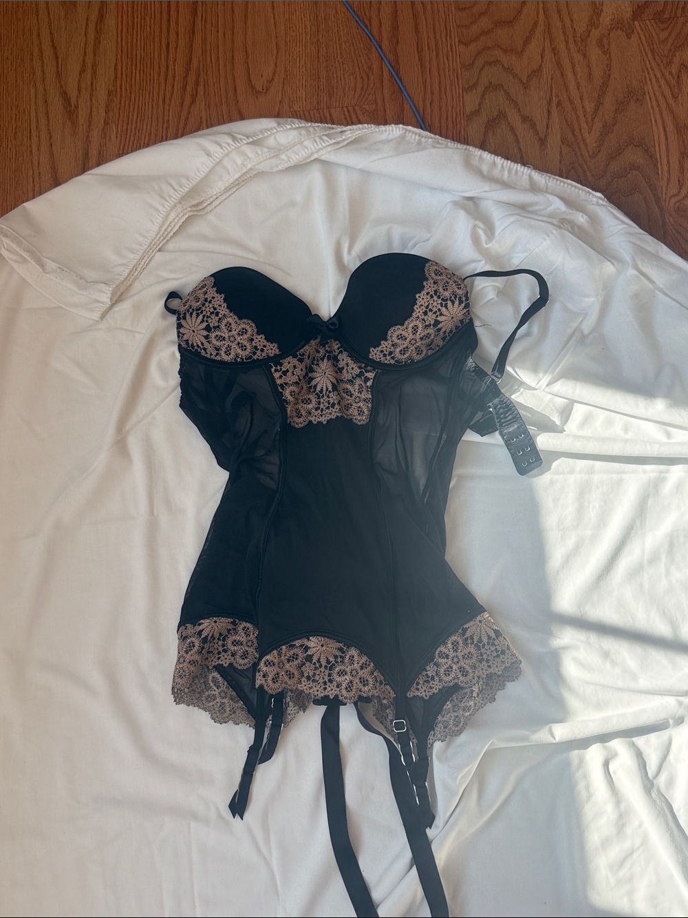 Victoria's Secret Black Bustier corset garter night w